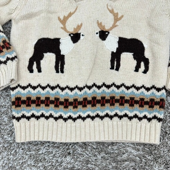 Janie‎ and Jack Kids Fall Winter Knit Sweater 3T Shawl Collar Reindeer Fair Isle - Picture 5 of 7